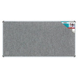 Bulletin Board Ribbed Aluminium Frame (2000 x 1200 mm - Laurel) BD0670X, Grey Textured Fabric Bulletin Board with Aluminium Frame for Office or Classroom, with Labeling and Branding on the Top Right Corner.