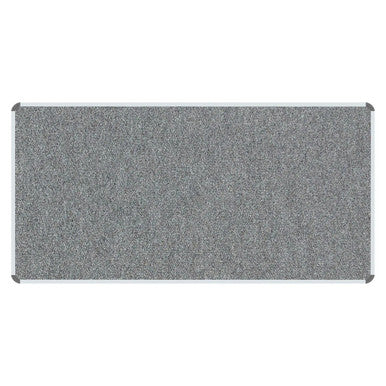 Bulletin Board Ribbed Aluminium Frame, 2000 x 1200 mm - Laurel, Product Image Showing a Rectangular Grey Ribbed Aluminium Framed Bulletin Board.