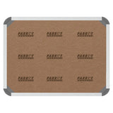 Product Bulletin Board Ribbed Aluminium Frame (600 x 450 mm - Denim) BD0620C, Front View of a Cork Bulletin Board with a Denim-Coloured Aluminium Frame.