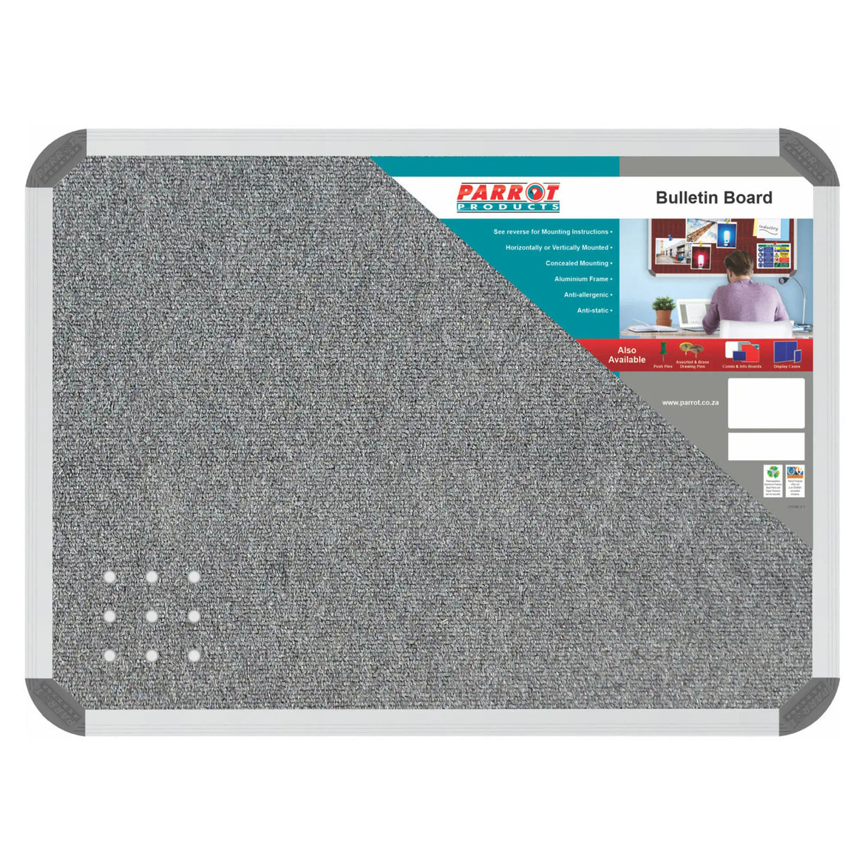 Bulletin Board Ribbed Aluminium Frame (600x450mm - Laurel)
