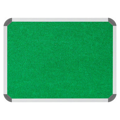 Bulletin Board Ribbed Aluminium Frame (600 x 450 mm - Palm), Image Showing a Green Notice Board with a Ribbed Surface and a Silver Aluminium Frame with Rounded Corners.