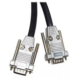Cable - 15 Pin Male to Female VGA (10M), Close-Up Image of a VGA Extension Cable with Metal Connectors and Black Cable.
