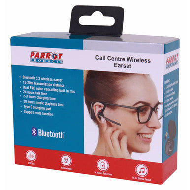 Call Centre Wireless Earset CT4003, Bluetooth 5.2 Wireless Earset with Ergonomic Design and Noise Cancelling Microphone.