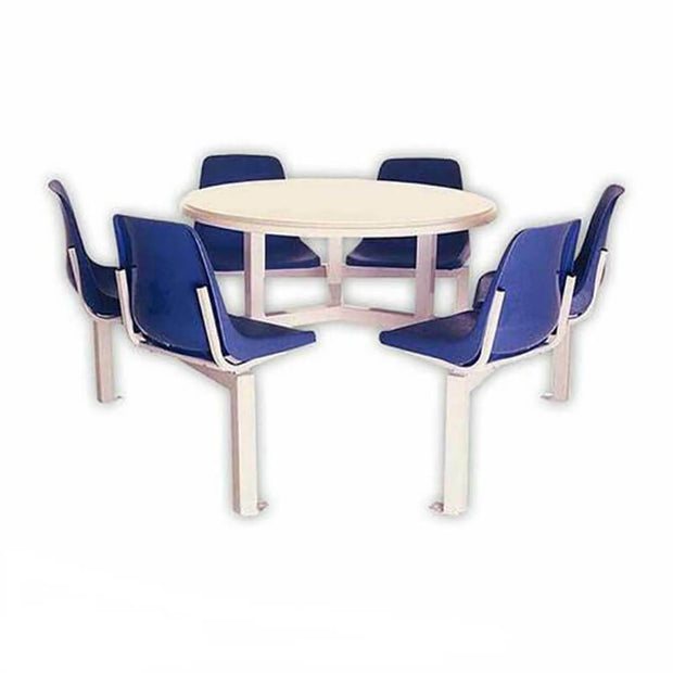 Canteen Table Six Seater Round Poly Shell Set