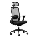 Capri Mesh High-back Office Chair Kar-HCH-Cap, Black Ergonomic Office Chair with Mesh Backrest, Adjustable Headrest, Armrests, and Rolling Caster Wheels.