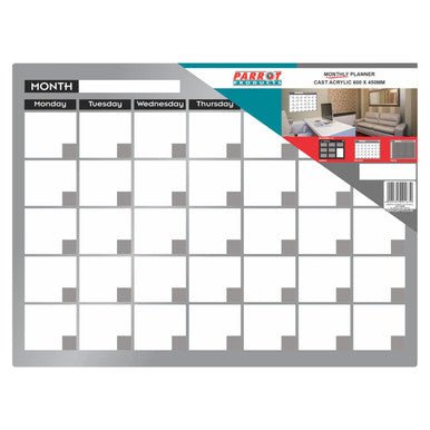 Cast Acrylic Monthly Planner (Cast Acrylic – 600 x 450mm)