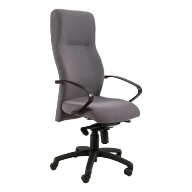 Grey Cayman High-back Office Chair by Office Stock South Africa, a Premium Office Seating Solution with Ergonomic Design, High-back, and Black Armrests and Base, Providing Comfort and Elegance for Modern Interiors.