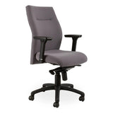 Cayman Medium-back Office Chair by Office Stock South Africa, a Comfortable Desk Chair with Grey Upholstery, Black Armrests and Base, Featuring a Medium-back Design, Sturdy Build and Adjustable Features for Ergonomic Support.