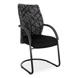 Cayman Visitor Office Chair by Office Stock South Africa, a Lightweight Meeting Chair with Black Metal Frame, Patterned Backrest and Cushioned Seat, Showcasing Comfort and Durability in a Sleek Design, Weighing 25 Kg.