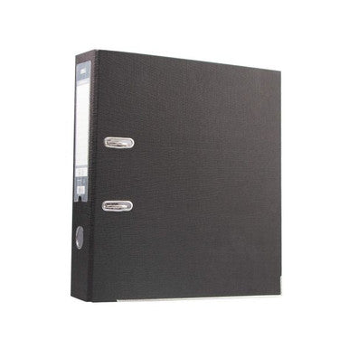 LEVER ARCH FILE A4 76MM HALF COATED RADO LOCK & METAL PROTECTIVE RAIL. PP (BLACK)