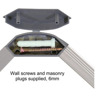 Chalk Board Non-Magnetic (Aluminium Frame - 1200 x 900 mm), Close-Up of the Top Corner Showing Wall Screws and Masonry Plugs for Secure Installation.
