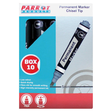 Permanent Markers Chisel Tip (Box of 10 - Black)