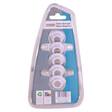 Circular Magnets, Extra Strong - 5 per Card - White - Size 30 mm, Packaged in a Clear Plastic Container with Five Magnets Arranged Vertically.