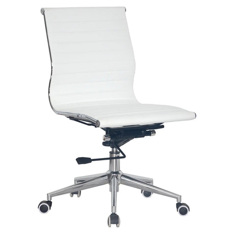 Classic Eames Ribbed No – Arms Medium-Back Office Chair – White