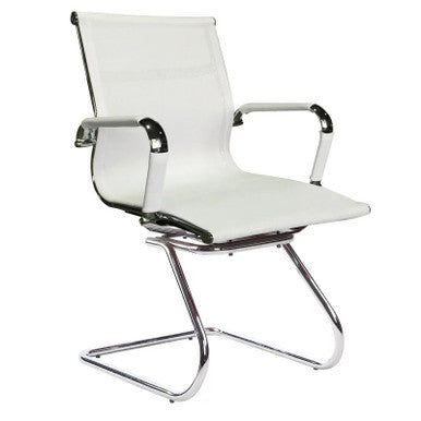 Classic Mesh Visitor Office Chair by 67, in White Mesh with Chrome Frame, Ideal for Bulk Office Furniture Needs, Featuring a Sleek Design and Durable Construction for Comfort and Style in Any Office Setting.