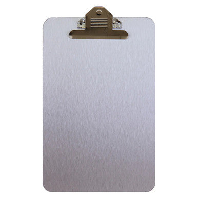 Clipboard Brushed Aluminium ACP (A4 - 355 x 230 mm) CB3015, a Brushed Aluminium Clipboard with a Clip for Holding Papers, in A4 Size.
