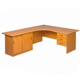 Workstation Desk Panel Legs Attached Drawers and Credenza - 2