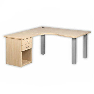 Cluster Desk with Steel Legs and Desk Height Pedestal-4