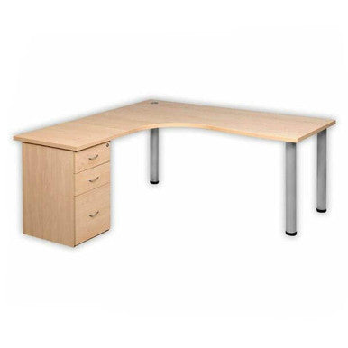 Cluster Desk with Steel Legs and Desk Height Pedestal-5