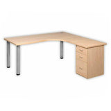 Workstation Desk with Steel Legs and Desk Height Pedestal - 6 - Additional View 7