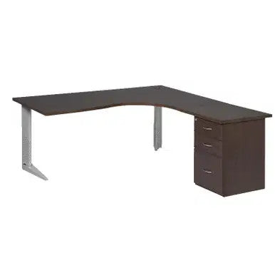 Workstation Desk with Steel Legs and Desk Height Pedestal - 1