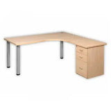 Workstation Desk with Steel Legs and Desk Height Pedestal - 1 - Additional View 3