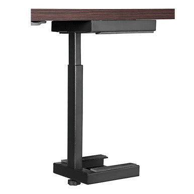 Computer Case Holder Standard | KRO-316, Sturdy Black Metal Computer Case Stand with a Wood-Textured Surface for Desktop Organisation and Support.