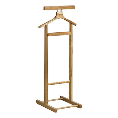 Solid Wood Single Dumb Valet by 67, Made of Natural Wood, Standing Tall with a Hanging Bar and Base, Ideal for Reception Area Furniture and Garment Organisation, Featuring a Simple yet Elegant Design.