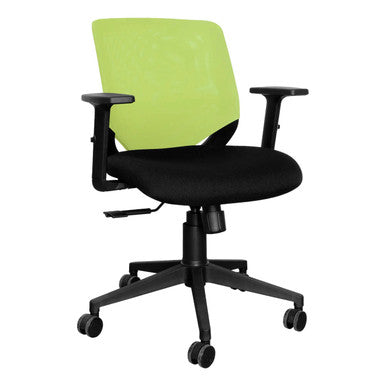 Coral Operators Office Chair Sac-Och-Cor, Ergonomic Black Office Chair with Adjustable Armrests and a Mesh Backrest. (Green Mesh)
