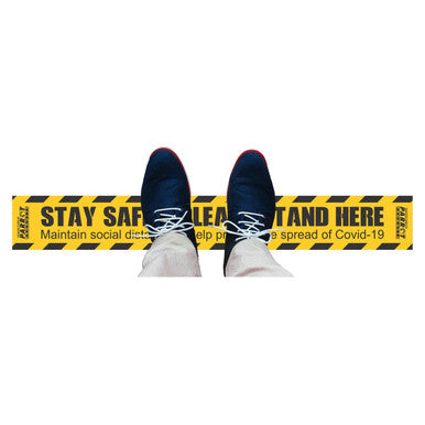 COVID - 19 Social Distancing Floor Graphic (600x80mm - Pack of 10)