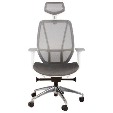 Crystal High-back Office Chair | CEC-C-CRYS-HB-00, ergonomic office chair with mesh backrest and headrest, adjustable armrests, cushioned seat, and five-star wheeled base for comfort and mobility.