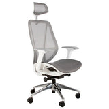 Crystal High-back Office Chair | CEC-C-CRYS-HB-00, modern ergonomic office chair with a breathable mesh back support, adjustable headrest, armrests, cushioned seat, and a five-wheel chrome base for mobility.