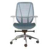 Crystal Medium-back Office Chair, Ergonomic Office Chair with Mesh Backrest, Cushioned Seat, Adjustable Armrests, and Chrome Base with Caster Wheels.