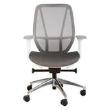 Crystal Medium-back Office Chair | Cec-MCH-Cry, Ergonomic Office Chair with a Breathable Mesh Backrest, Cushioned Seat, Adjustable Armrests, and a Chrome-Finished Base with Caster Wheels.