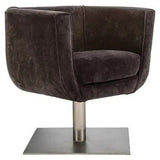 Dark Brown Velvet Cyprus Tub Chair with a Silver Metal Base, Featuring a Sturdy and Durable Design, Upholstered in High-Quality Fabric, Showcasing a Durable Tub Chair with a Sleek, Modern Aesthetic.