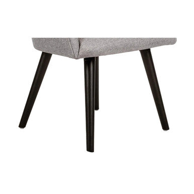 Dakota Wooden Legs Chair Base Fuc-Cb-Dwl, Black Wooden Chair Legs Supporting a Grey Upholstered Chair Seat.