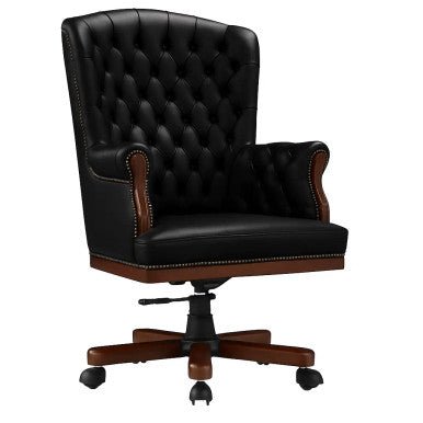 DB009 Mahogany Genuine Leather with Wooden Frame Executive High-Back Office Chair