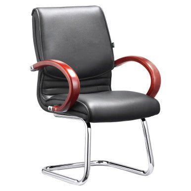 DB016 Mahogany Genuine Leather with Chrome Frame Executive Visitor Office Chair