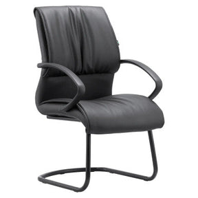 DB017B Black Polyurethane Leather with Black Steel Sleigh Base Visitor Office Chair