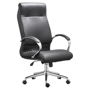 DB035 Black Genuine Leather with Chrome Frame Executive High-Back Office Chair