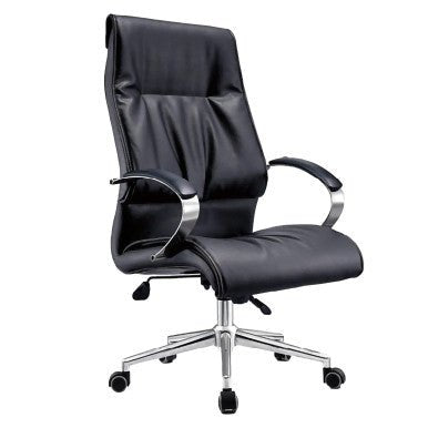 DB083 Black Polyurethane Leather with Chrome Base Executive High-Back Office Chair