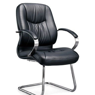 DB090B Black Genuine Leather with Chrome Frame Executive Visitor Office Chair