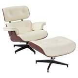 DB170 Walnut Genuine Leather with Aluminium Frame Eames Leisure Chair and Footstool High-Back Office Chair