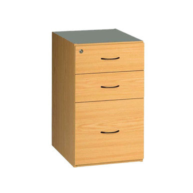 Desk - Height Pedestal, Pg Bison Melawood, 2 Drawers & Deep File
