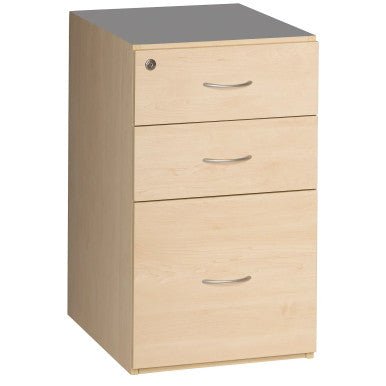 Desk High Pedestal, 2 Drawer, 1 Filer in Maple Melawood
