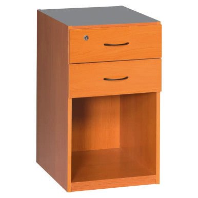 Desk High Pedestal 2 Drawer, Lever Arch in Cherry Melawood