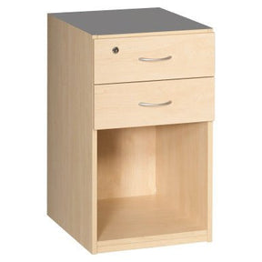 Desk High Pedestal 2 Drawer, Lever Arch in Maple Melawood
