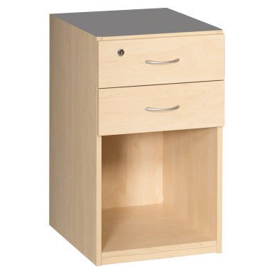 Desk High Pedestal 2 Drawer, Lever Arch in Maple Melawood