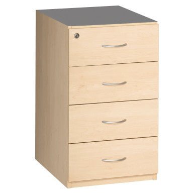 Desk High Pedestal, 4 Drawer in Maple Melawood