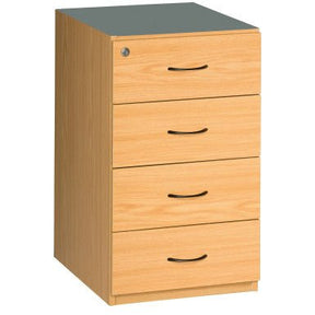 Desk High Pedestal, 4 Drawer in Oak Melawood